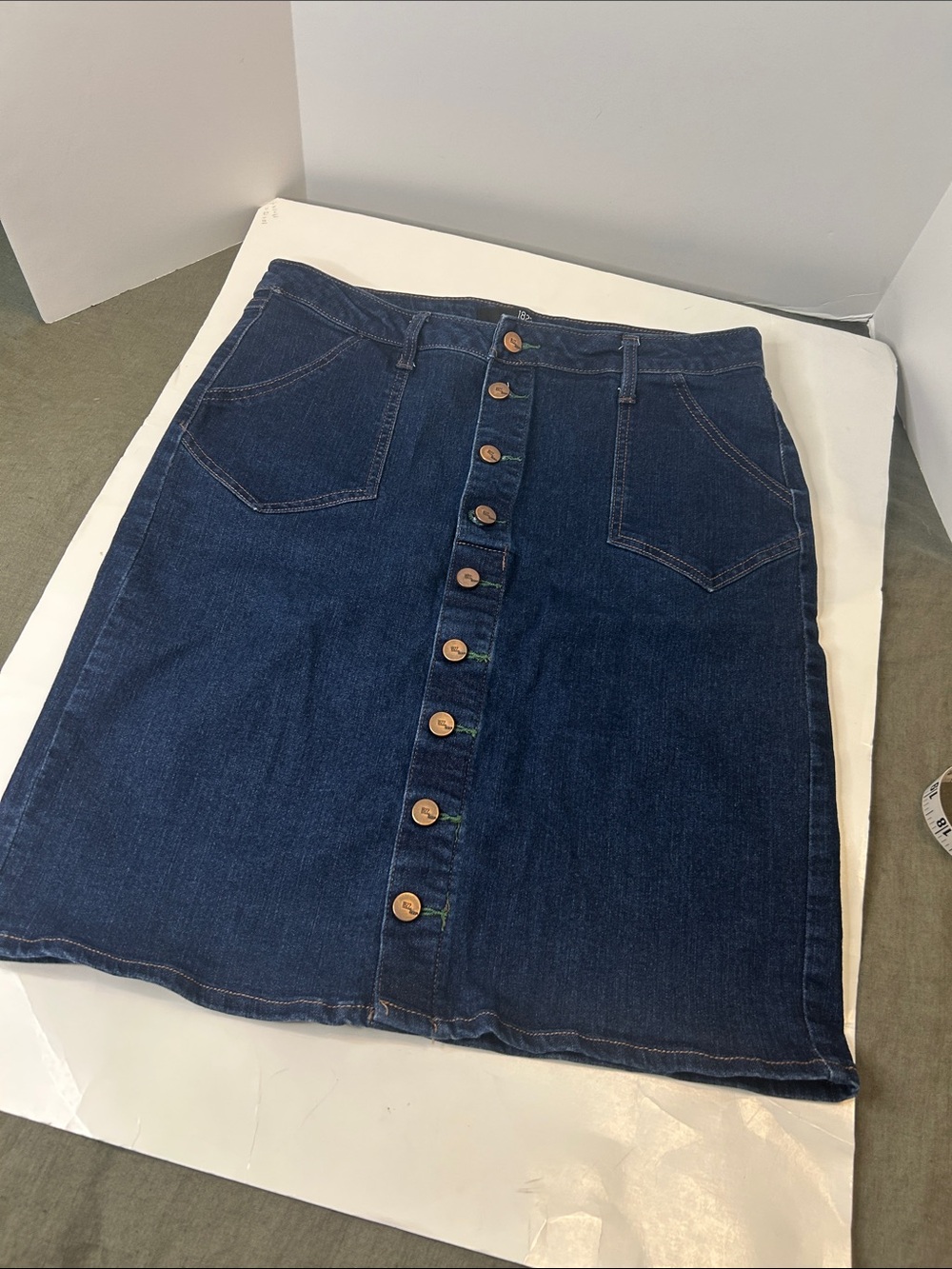 Women’s 1822 Button-Front Dark Denim Skirt - Deep Indigo
